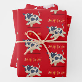 "Happy New Year" in chinesischer Sprache Geschenkpapier Set