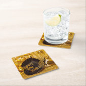 Happy New Year in Gold und Schwarz Rechteckiger Pappuntersetzer (Vor Ort)