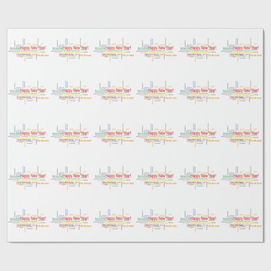 Happy New Year in verschiedenen Sprachen Geschenkpapier (Flach)