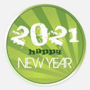 Happy New Year individuell anpassbar Runder Aufkleber