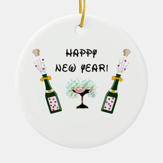 Happy New Year Keramikornament (Vorne)