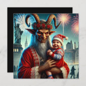 Happy New Year Krampus Feiertagskarte (Vorne/Hinten)