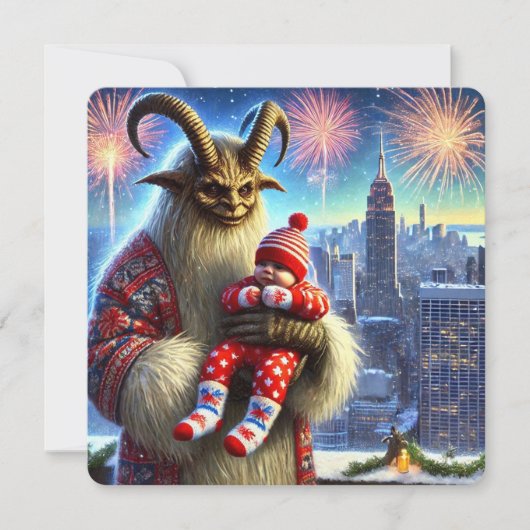 Happy New Year Krampus Feiertagskarte (Vorderseite)