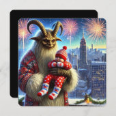 Happy New Year Krampus Feiertagskarte (Vorne/Hinten)