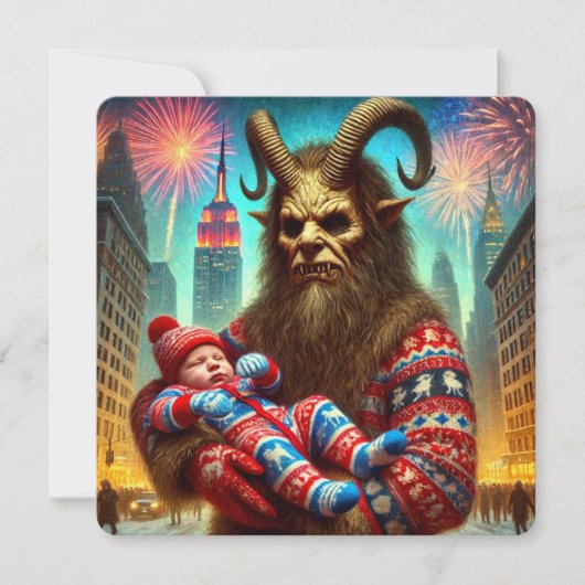 Happy New Year Krampus Feiertagskarte (Vorderseite)