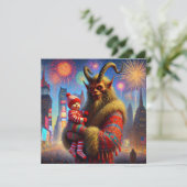 Happy New Year Krampus Feiertagskarte (Stehend Vorderseite)