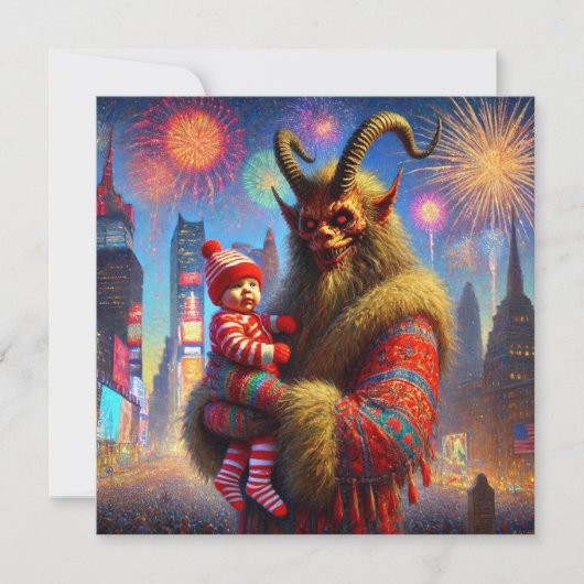 Happy New Year Krampus Feiertagskarte (Vorderseite)