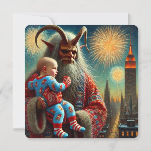 Happy New Year Krampus Feiertagskarte (Vorderseite)