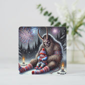 Happy New Year Krampus Feiertagskarte (Stehend Vorderseite)