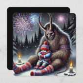 Happy New Year Krampus Feiertagskarte (Vorne/Hinten)