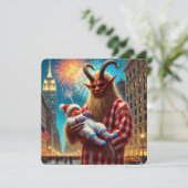 Happy New Year Krampus Feiertagskarte (Stehend Vorderseite)