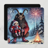 Happy New Year Krampus Feiertagskarte (Vorne/Hinten)