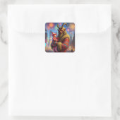 Happy New Year Krampus Quadratischer Aufkleber (Tasche)