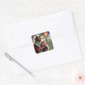 Happy New Year Krampus Quadratischer Aufkleber (Umschlag)