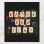 Happy New Year Large Text Weinetikett (Einzelnes Label)