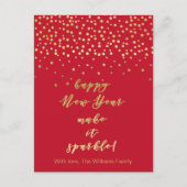 Happy New Year, lassen Sie es sparkle! Gold Glitze Postkarte (Vorderseite)
