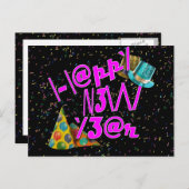 HAPPY NEW YEAR LEET FEIERTAGSPOSTKARTE (Vorne/Hinten)