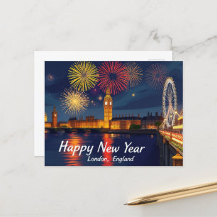 Happy New Year London Celebration Postkarte