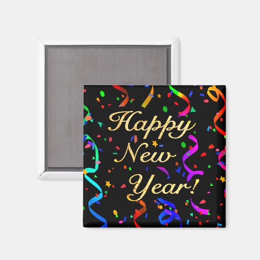 "Happy New Year!" Magnet (Vorderseite/Rückseite)