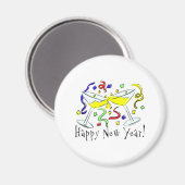 Happy New Year Martini Glasses Magnet (Vorderseite/Rückseite)