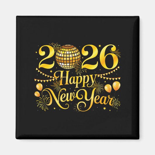 Happy New Year Matching New Year Eve Party Disco B Magnet (Vorne)