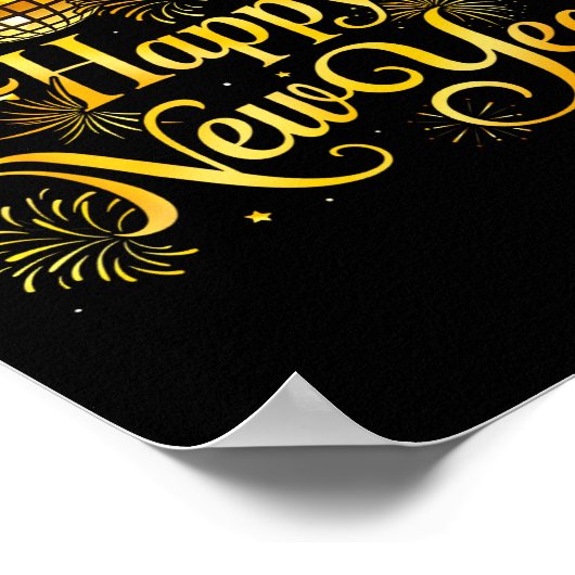 Happy New Year Matching New Year Eve Party Disco B Poster (Ecke)