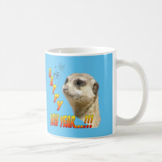 Happy New Year Meerkat Kaffee Tasse (Rechts)