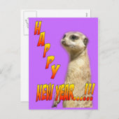 Happy New Year Meerkat Postcard Feiertagspostkarte (Vorne/Hinten)