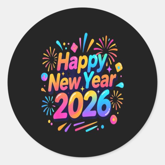 Happy New Year, Merry Christmas Runder Aufkleber (Vorderseite)