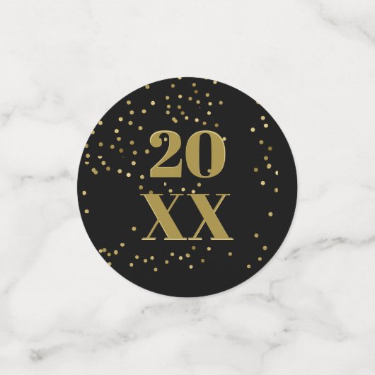 Happy New Year Metallic Gold/Black ID533 Konfetti (Klein Vorderseite)