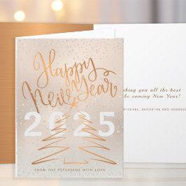 Happy New Year Metallic Kupfer Rose Gold Feiertagskarte