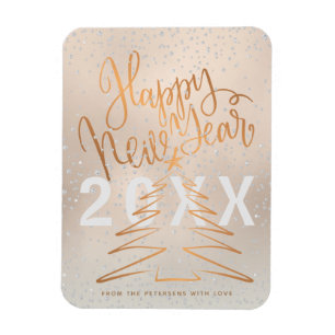 Happy New Year Metallic Kupfer Rose Gold Magnet