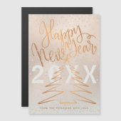 Happy New Year Metallic Kupfer Rose Gold Magnetkarte (Vorne/Hinten)