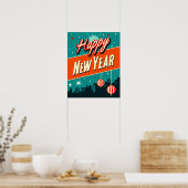 Happy New Year Mid Century Modern Style Poster (Küche)