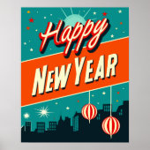 Happy New Year Mid Century Modern Style Poster (Vorne)