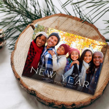 Happy New Year Minimalistisch Chic Foto Card 2
