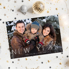 Happy New Year Minimalistisch Chic Foto Card 3 Einladung