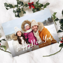 Happy New Year Minimalistisch Chic Foto Card 4