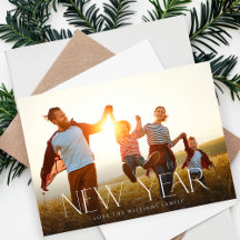 Happy New Year Minimalistisch Chic Foto Card