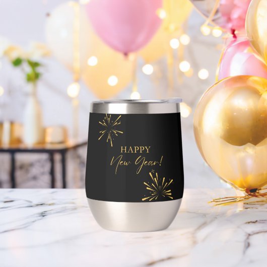 Happy New Year minimalistische Feuerwerk schwarz (Junggesellenabschied)