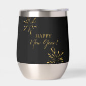 Happy New Year minimalistische Feuerwerk schwarz (Links)