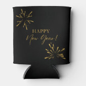 Happy New Year minimalistische Feuerwerk schwarz Dosenkühler (Vorderseite)