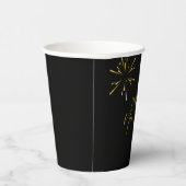 Happy New Year minimalistische Feuerwerk schwarz Pappbecher (Rechts)