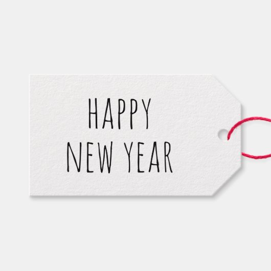 Happy New Year | Minimalistischer sauberer, neutra Geschenkanhänger (Vorderseite (Horizontal))