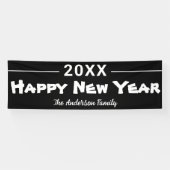 Happy New Year Modern Black Festive Banner (Horizontal)