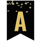 Happy New Year Modern Black Gold Party Wimpelkette (Dritte Fahne)