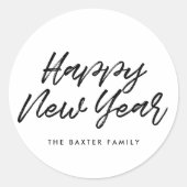 Happy New Year modern black Runder Aufkleber (Vorderseite)