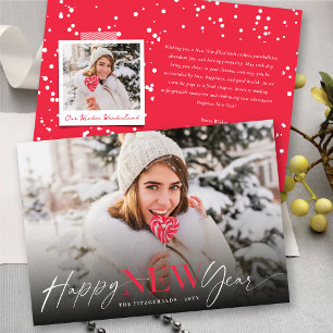 Happy New Year Modern Classic Typografy Foto Feiertagskarte