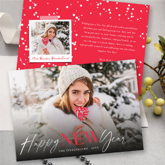 Happy New Year Modern Classic Typografy Foto Feiertagskarte