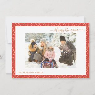 Happy New Year Modern Elegante Red Simple Card Einladung